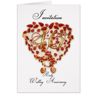 40th wedding anniversary invitation card - ruby we