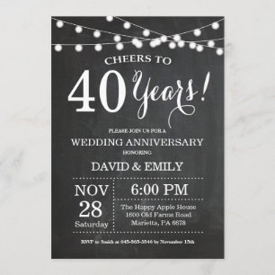 40th Wedding Anniversary Invitation Chalkboard