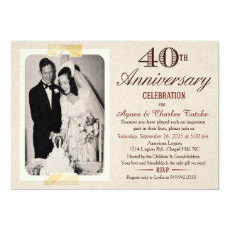 40th Wedding Anniversary Invitation - Custom Photo