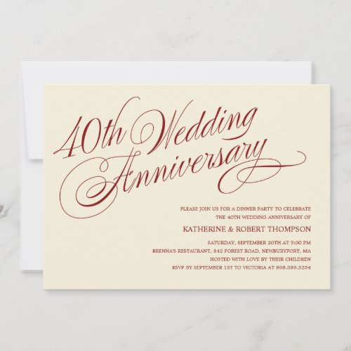 40th Wedding Anniversary Invitations