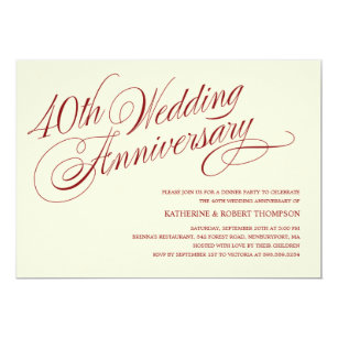 Ruby Anniversary Parties Wedding Invitations Zazzle 40th Wedding Anniversary Invitations