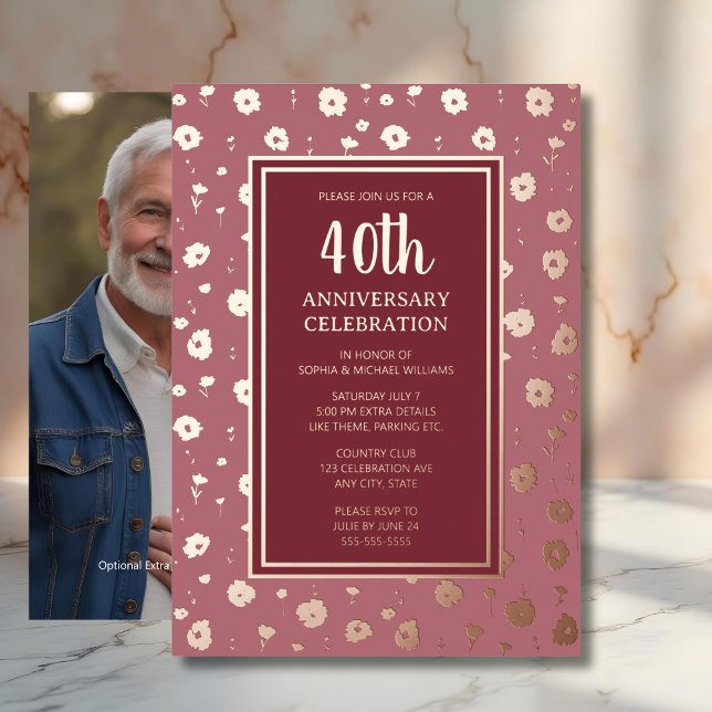 40th Wedding Anniversary Invitations Ruby Rose  (Creator Uploaded)
