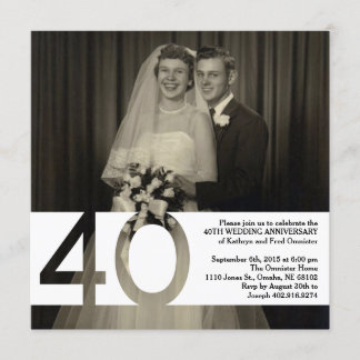 40th Wedding Anniversary Invite 5.25 x 5.25