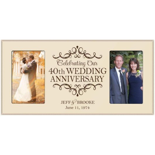 40th Wedding Anniversary Ivory Two-Picture Frame (Front)
