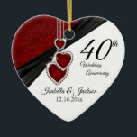 40th Wedding Anniversary Keepsake Design 2 Ceramic Ornament<br><div class="desc">40th, 52nd or 80th Ruby Wedding Anniversary Keepsake Design Ornament. This beautiful ornament will be a hit with that special couple or person(s). It would also work well for any other event or occasion such as an engagement, wedding, birthday, graduation, retirement, etc... by simply changing the wording. A modern design...</div>