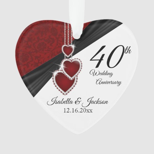 40th Wedding Anniversary Keepsake Design Ornament