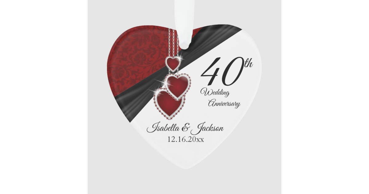 40th Wedding Anniversary Keepsake Design Ornament | Zazzle