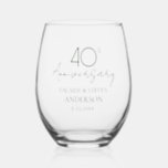 40th Wedding Anniversary Keepsake Stemless Wine Glass<br><div class="desc">Elegant stylish modern 40th wedding anniversary keepsake glassware.</div>