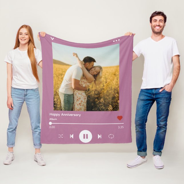 40th wedding anniversary Lavender Photo Song Album Fleece Blanket (In Situ)