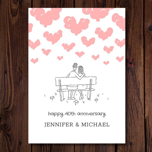 40th Wedding Anniversary Married Couple Hearts Card (Creator Uploaded)