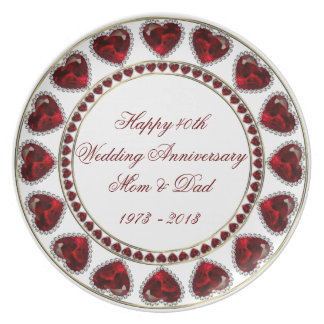 40th Wedding Anniversary Melamine Plate