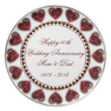 40th Wedding Anniversary Melamine Plate