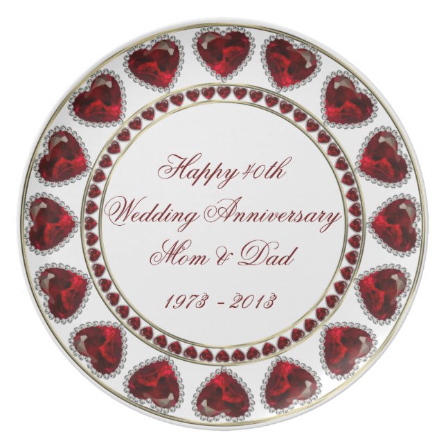 40th Wedding Anniversary Melamine Plate (Front)