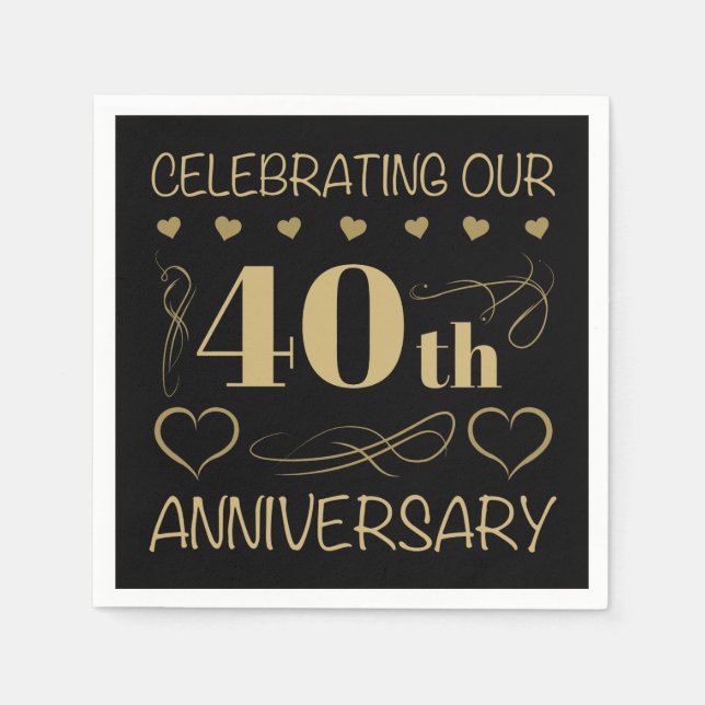 40th Wedding Anniversary Napkins (Front)