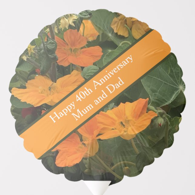 40th Wedding Anniversary Nasturtium alternative Balloon (Front)