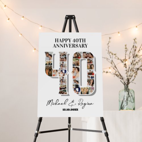 40th Wedding Anniversary Number 40 Photo Collage Foam Board