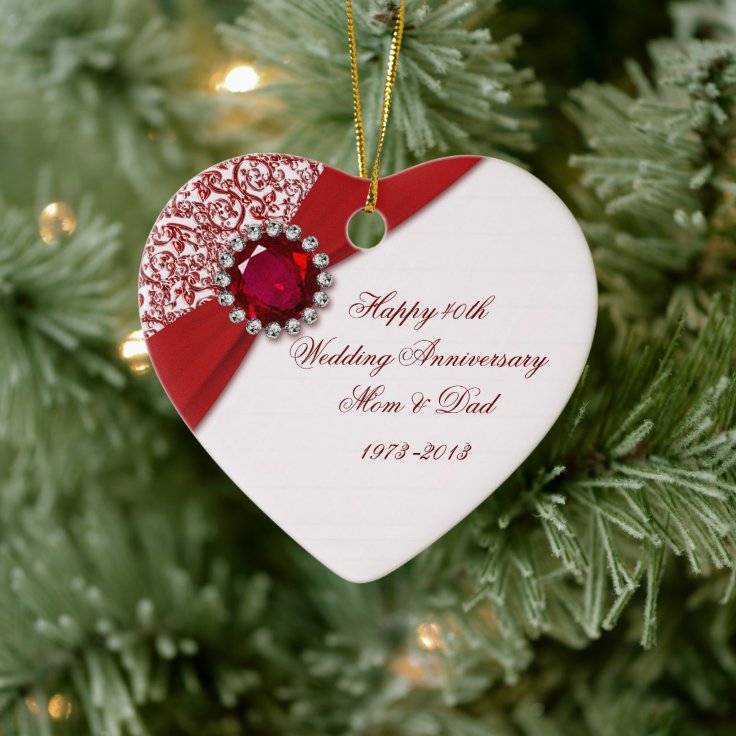 40th Wedding Anniversary Ornament | Zazzle