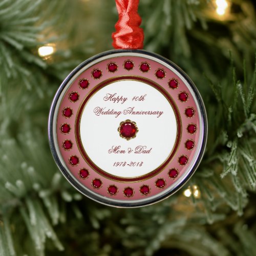 40th Wedding Anniversary Ornament