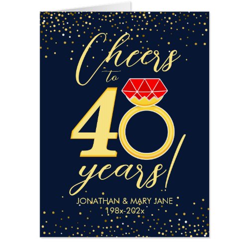40th Wedding Anniversary Oversized Cheers Card