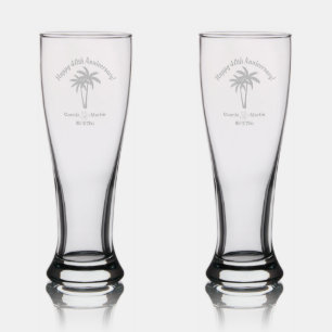 40th Wedding Anniversary Palm Trees Pilsner Glass