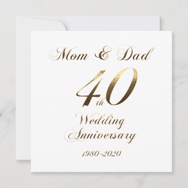 40th Wedding Anniversary Parents 2020 Elegant Save The Date (Front)