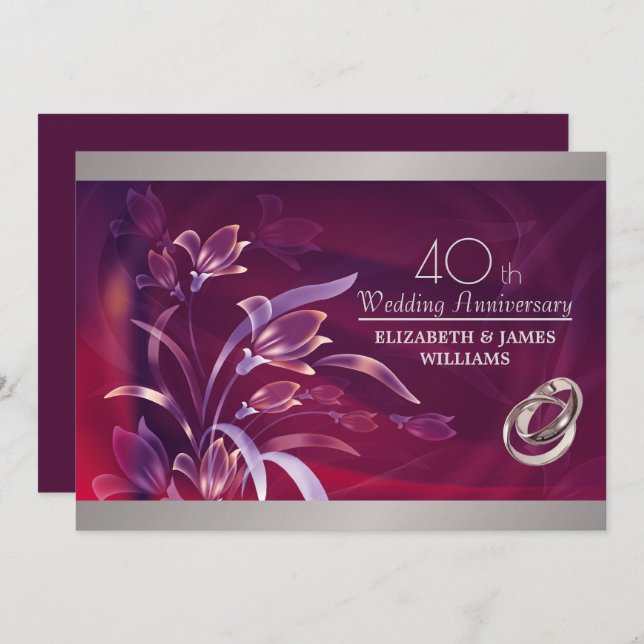 40th Wedding Anniversary Party  Invitation (Front/Back)