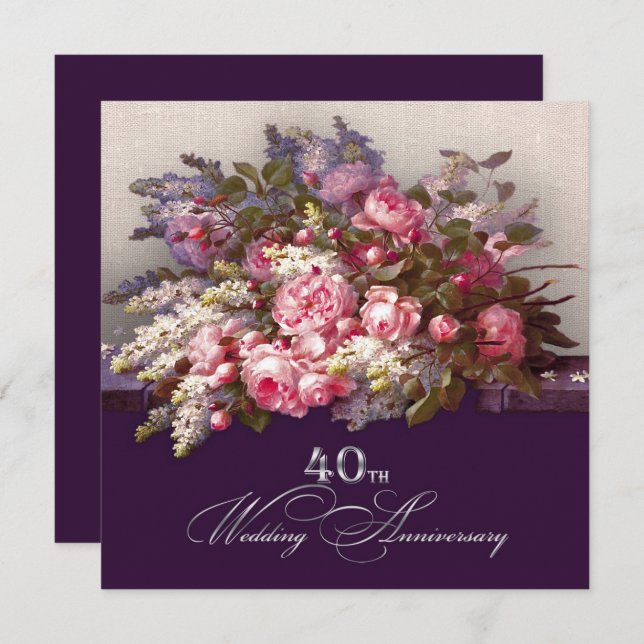 40th Wedding Anniversary Party Invitations (Front/Back)