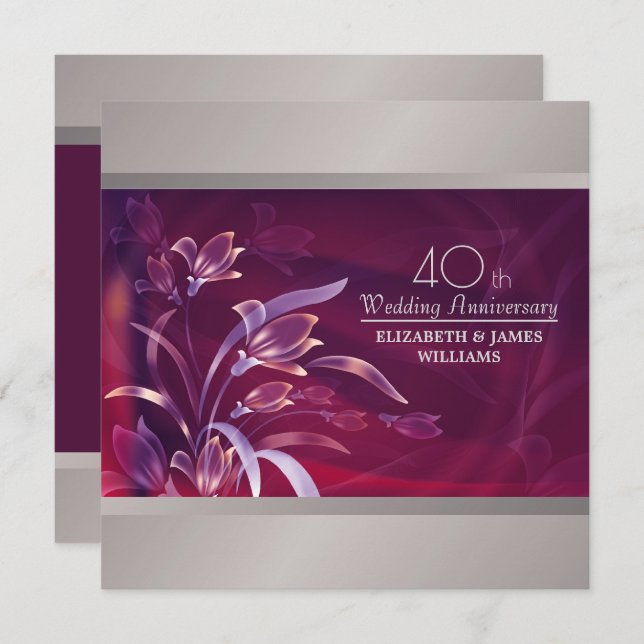 40th Wedding Anniversary Party Invitations (Front/Back)