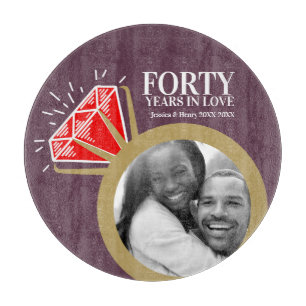40th wedding anniversary party ruby red gemstone cutting board