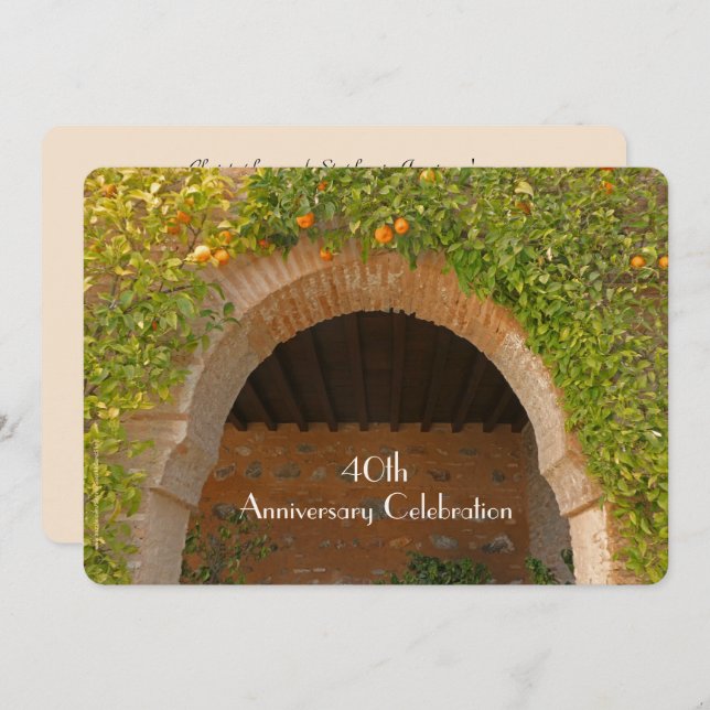 40th Wedding Anniversary Party Rustic Arch Oranges Invitation (Front/Back)