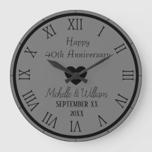40th Wedding Anniversary Personalized Large Clock