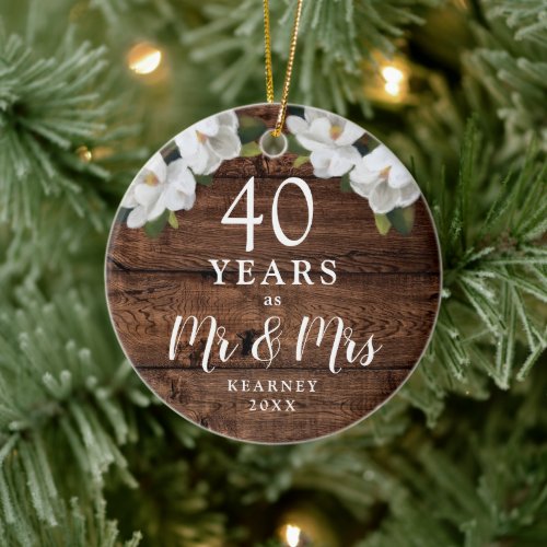 40th Wedding Anniversary Personalized Mr  Mrs Ceramic Ornament