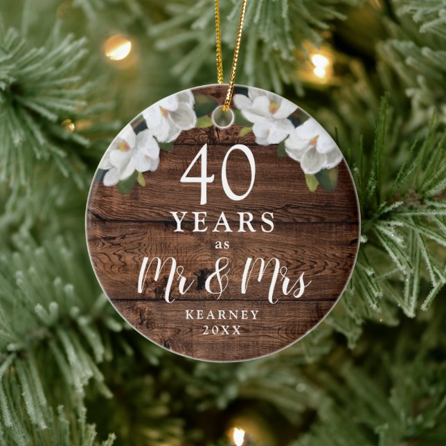 40th Wedding Anniversary Personalized Mr & Mrs Ceramic Ornament (Tree)