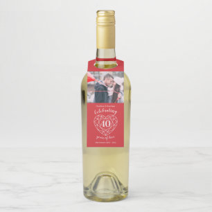 40th wedding Anniversary photo gemstone heart Bottle Hanger Tag