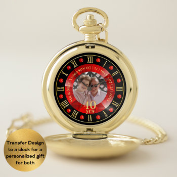 40th Wedding Anniversary Photo Gift Ruby Red Pocket Watch by InnovationByLeahG at Zazzle