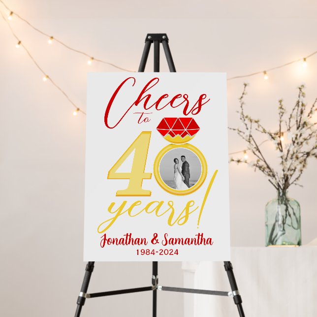 40th Wedding Anniversary Photo Template Foam Board (In Situ (Stand))