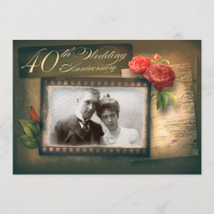 40th wedding anniversary photo vintage invitations