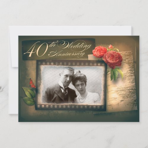 40th wedding anniversary photo vintage invitations