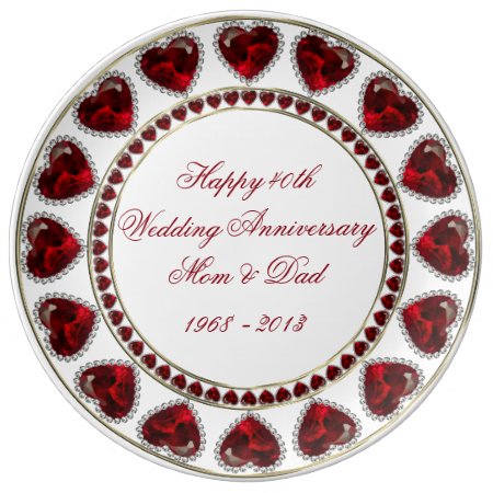 40th Wedding Anniversary Porcelain Plate