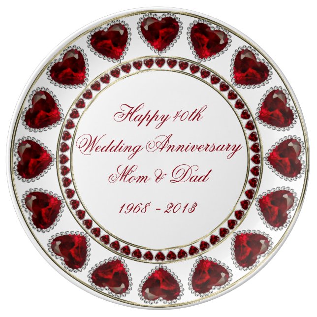 40th Wedding Anniversary Porcelain Plate (Front)