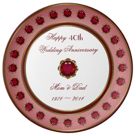 40th Wedding Anniversary Porcelain Plate
