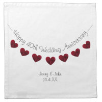 40th Wedding Anniversary red heart bunting