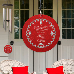 40th Wedding Anniversary Red Photo Keepsake Wind Chime