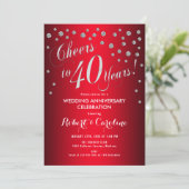 40th Wedding Anniversary - Red & Silver Invitation (Standing Front)