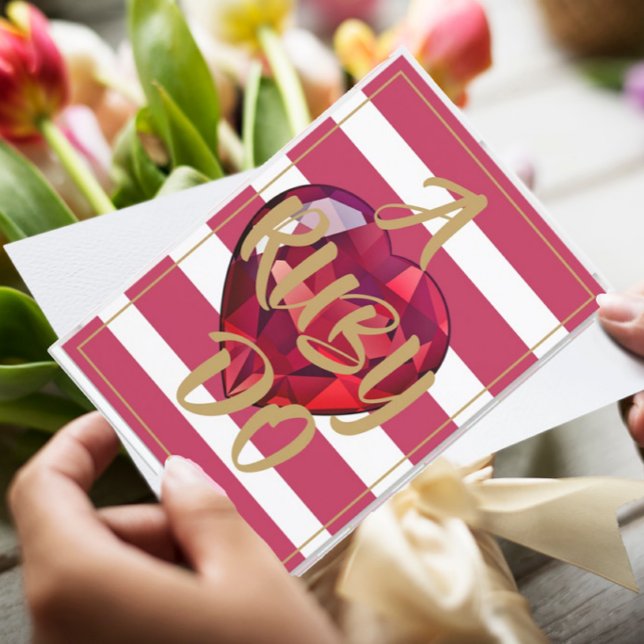 40th Wedding Anniversary Red Striped Elegant Invitation (Creator Uploaded)