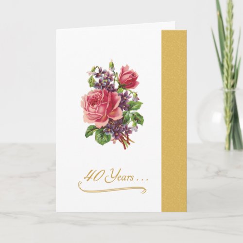 40th Wedding Anniversary Romantic Pink Roses Card