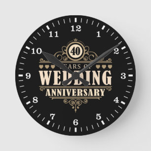 40th Wedding Anniversary Round Clock
