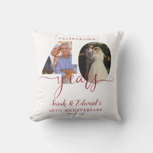 40th Wedding Anniversary Ruby 2 Photo Throw Pillow