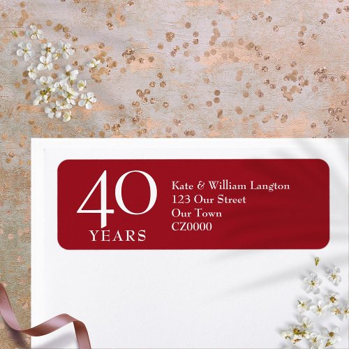 40th Wedding Anniversary Ruby Address Label
