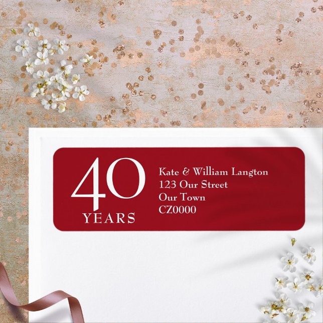 40th Wedding Anniversary Ruby Address Label (40th Wedding Anniversary Ruby Address Label)